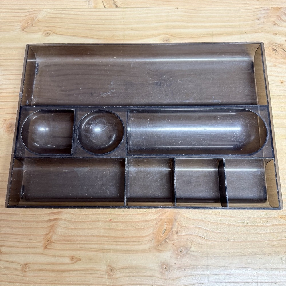 Vintage Eldon Office Products Catchall Desk Tray Organizer 13"x9" Smoky‎ Brown